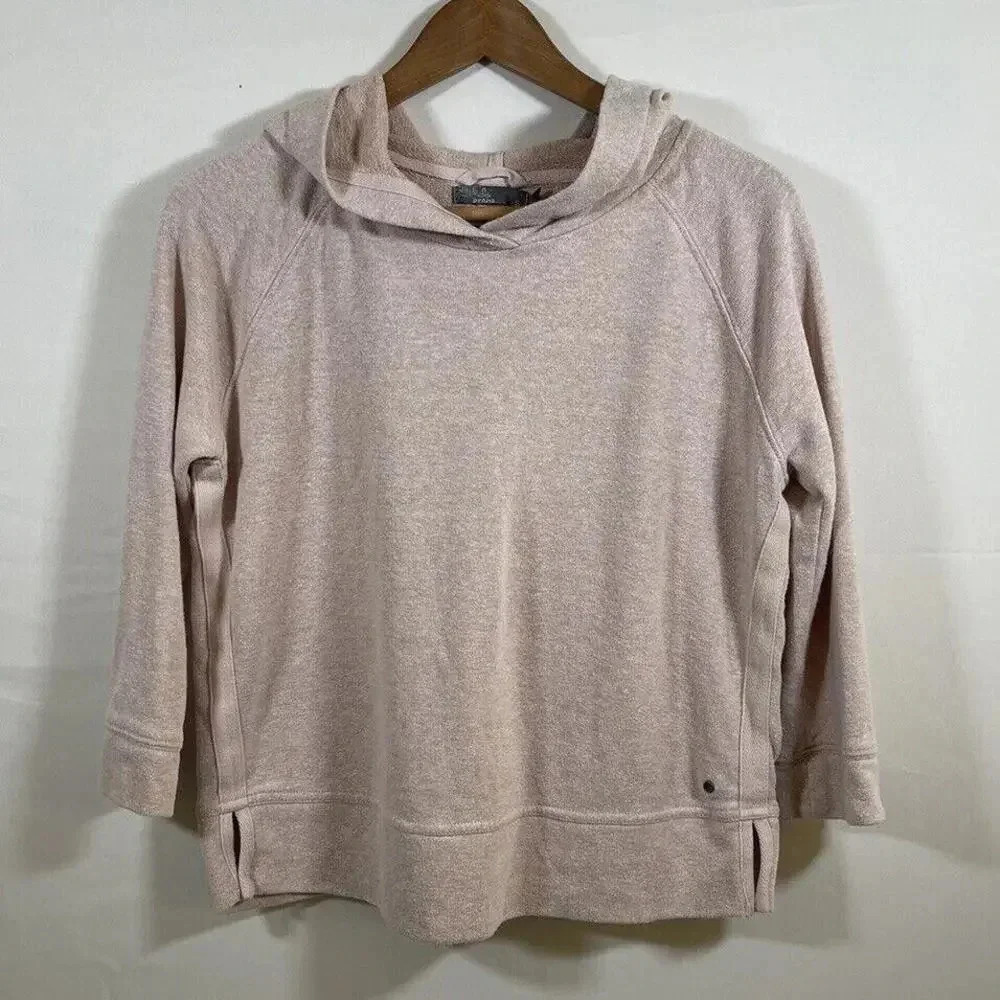 PrAna Cozy Up Summer Pullover Light Pink 3/4 Sleeve Hoodie Small